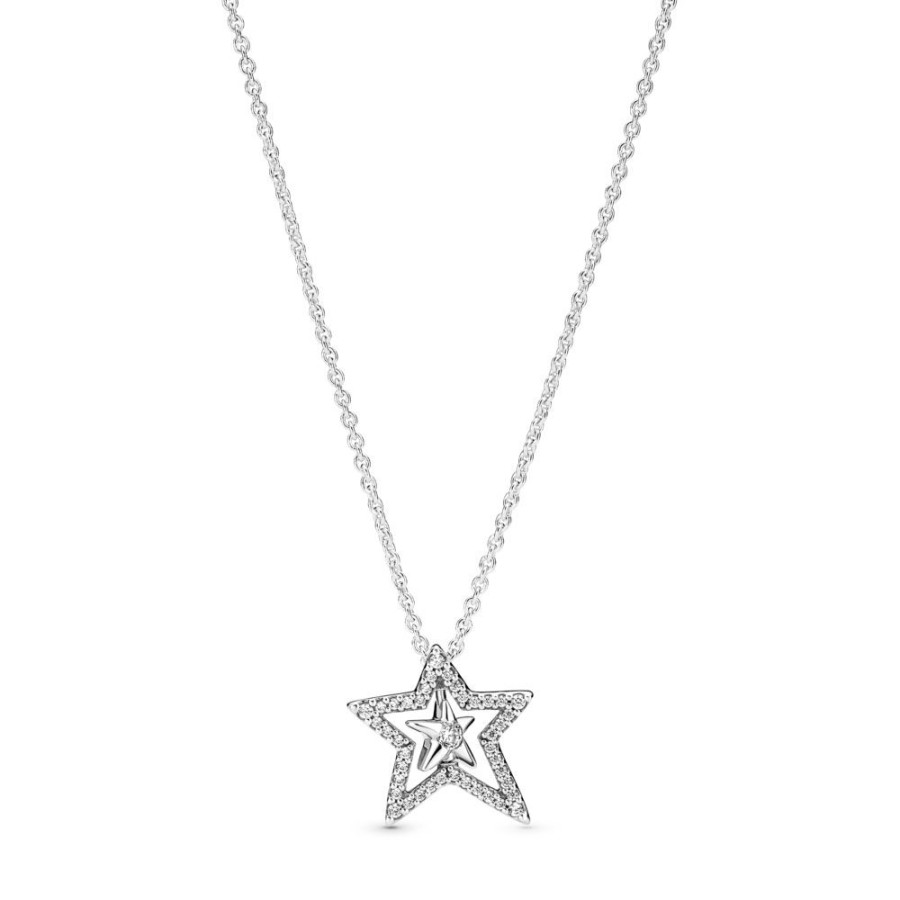 Pandora Pandora | Collar Pandora Estrella Asimetrica En Pave