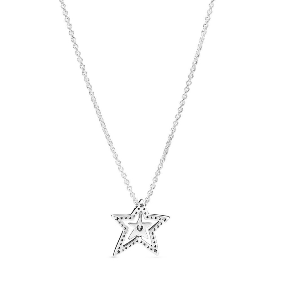 Pandora Pandora | Collar Pandora Estrella Asimetrica En Pave