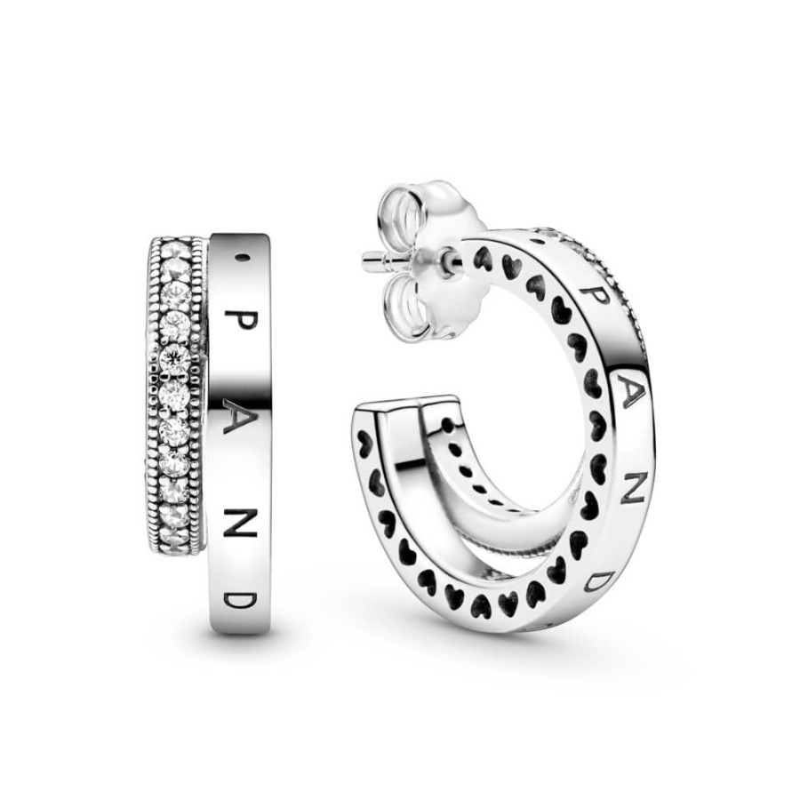 Pandora Pandora | Pendientes Pandora Signature Aro Doble En Pave